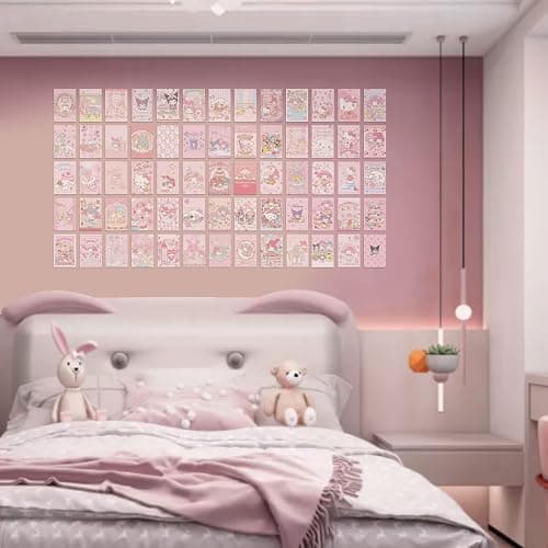 180Pcs Anime Wall Collage Kit Aesthetic Pictures Pink 4x6 inch Kawaii Room Decor and Sweet Dorm Photo Pink Wall Decor thumbnail 6