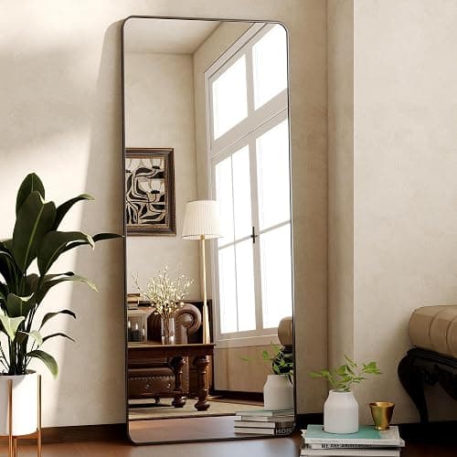 ZENOMIRRIS Black 21 x 56 Full Length Mirror Rounded Corner for Home Decor | Nano Floor Mirror with Stand Rect Full Body Mirror Aluminum Alloy Frame Standing Leaning or Hanging for Bedroom Checkroom thumbnail 7