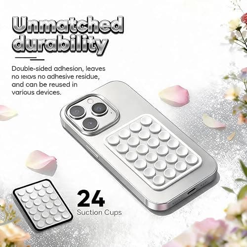 White OCTO BUDYY Silicone Suction Phone Case Mount, Silicon Adhesive Smartphones Stand Sticky, Hands-Free Phone Accessories Holder for Selfies and Videos Trending TikTok Items for iPhone thumbnail 4