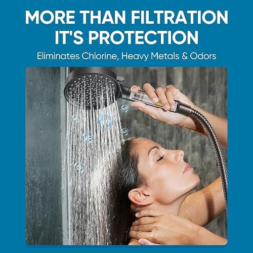 Cobbe Filtered Shower Head with Handheld, Water Softener for Hard Water | High Pressure 6 Spray Mode Showerhead with Filters - Remove Chlorine&Harmful Substances - Reduces Dry Itchy Skin, Matte Black thumbnail 2