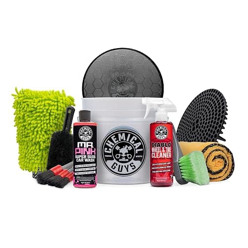 Chemical Guys Car Washing Kit - Mr. Pink Car Wash Soap, Diablo Wheel Cleaner, Wash Bucket with Dirt Trap and Lid, Wash Mitt, Detailing Brushes, Microfiber Towel, 12-Piece - Image 1