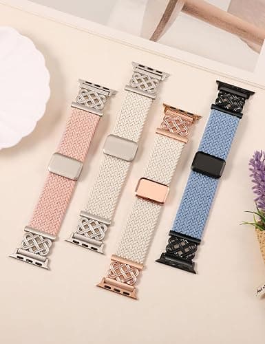 Braided Magnetic Band Compatible with Apple Watch Bands 38/40/41/42/44/45/46/49mm Women Men, Celtic Knot Stretchy Elastic Nylon Fabric Woven Strap for iWatch Series 11 10 9 8 7 6 5 4 SE/Ultra 3 2 1 thumbnail 5