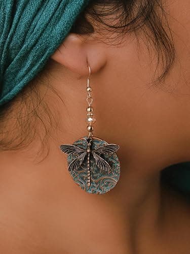 MINACHI Ethnic Vintage Bohemian Retro Antique Turquoise Color Theme Dangle Drop Earrings, Boho Jewelry Gift for Women thumbnail 5