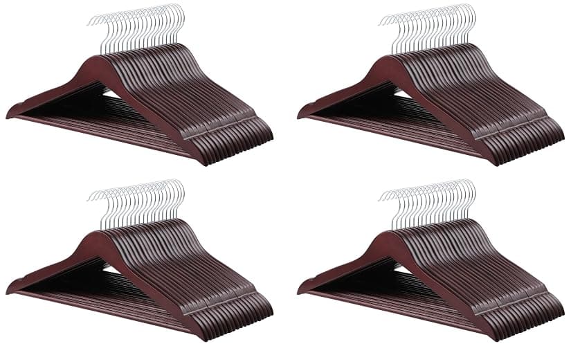 Amazon Basics Durable Wooden Suit Clothes Hangers - Cherry (Pack of 80) - Image 1