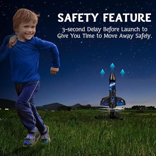 Rocket Launcher for Kids -200 Feet of Flight Altitude, Auto Electric Rocket Toys with Safe Parachute, Outdoor Summer Yard Toys Easter Birthday Gifts for Boys & Girls Age 6 7 9 10 12 8-13 Years Old thumbnail 3