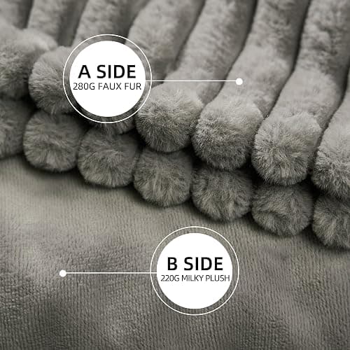 Gotcozy Electric Blanket Heated Throw 50''X60''- Ribbed Faux Fur Heated Blanket with 4 Heating Level & 3 Hour Auto Off Heating Blanket, ETL&FCC Certified Machine Washable(Gray) thumbnail 2