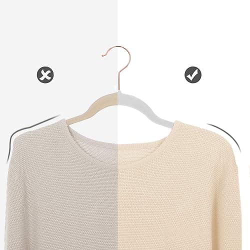 SONGMICS Slim Velvet Hangers, Non-Slip Clothes Hangers with Rose Gold Swivel Hooks, Space-Saving, for Closet, 50 Pack, White UCRF026W03 thumbnail 8