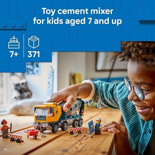LEGO City Cement Mixer Truck Building Toy for Boys & Girls, Ages 7+ - Pretend Play Construction Toy W/Rotating Drum & 3 Worker Minifigures - Gift Idea for Birthdays - 60478 thumbnail 2