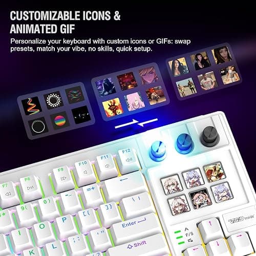 VSDINSIDE K1 Pro Macro Keyboard, Wired Only Full-Key Programmable On-Board Keypad, Custom Gaming Streaming Mechanical Keyboards with Screen & Knob, Gasket, RGB Backlit, Hot Swappable Shortcut Pad thumbnail 3