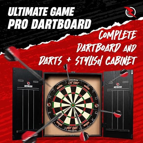 Ruthless Home Darts Centre With or Without LED Light Options | Home Dart Board Centre Including Cabinet, Dartboard and 2 Sets of Darts (USB) thumbnail 7