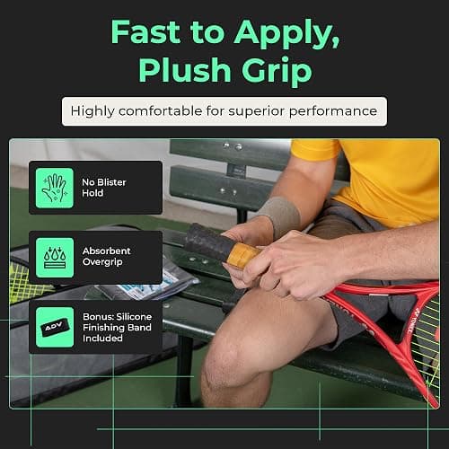 ADV Dry Tennis Overgrip Tape - 3, 6, 12, 30, 60 Pack - FeltTac Tennis Racket Grip Tape - Ultra Absorbent Tennis Grip Tape - Comfort Tennis Racket Grips - Tennis Grips Overgrip thumbnail 3