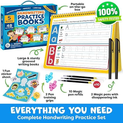 Magic Grooved Writing Practice for Kids - Grooved Handwriting Practice for Kids 5-7 8-10 Magic Copybooks - Tracing Books for Ages 3-5 - Preschool Learning Activities, 3 Year Old Boy Gift thumbnail 2