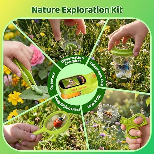 Handheld Microscope for Kids, Outdoor Explorer STEM Toy with Bonus Tools, 2.4" IPS Screen, Ergonomic Grip, Digital Camera, Photo/Video, Magnifier, Science Kit – Gift for Boys & Girls Age 3-12 thumbnail 7
