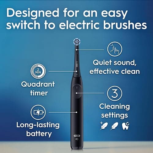 Oral-B Rechargeable Electric Toothbrush, iO2 Starter Kit, 3 Cleaning Modes, Automatic Pressure Sensor to Protect Gums, 2 Brush Heads, Night Black thumbnail 8