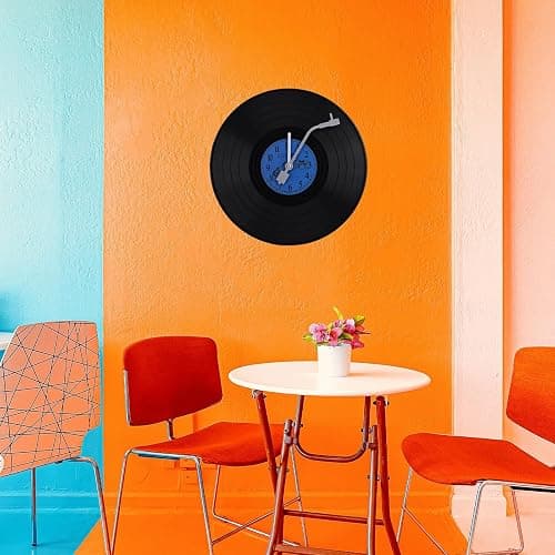 ZOYPAR Musical Black Vinyl Record Wall Clock Battery Operated Music Room Decor Decoration Art Hanging Clocks- 11.81inch Blue thumbnail 7
