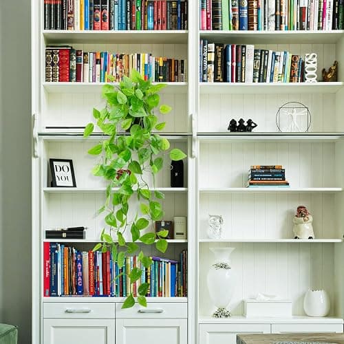LOYWREE Small Fake Hanging Plant Artificial Potted Plants for Indoor Outdoor Aesthetic - 39in Realistic Faux Hanging Pothos with Ivy Vine for Shelf Decor in Home Office Gardens Greenery (Black Pot) thumbnail 2