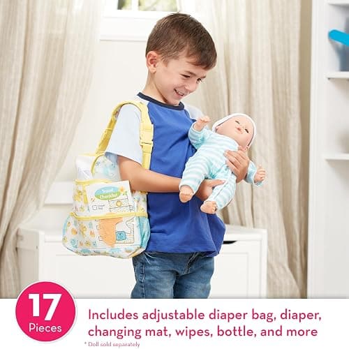 Melissa & Doug Mine to Love Travel Time Play Set for Dolls with Diaper Bag, Bottle, Sunscreen, More (17 pcs) - Baby Doll Accessories, Baby Doll Sets For Kids Ages 3+ thumbnail 3