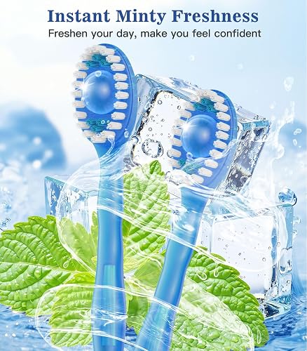 Litlcutie 48 Pack 5 in 1 Disposable Mini Toothbrush Travel Set Mint Flavor | Individually Wrapped, Built-in Toothpaste, Floss, Tooth Pick, Tongue Scraper, Portable for Kids Adults thumbnail 3