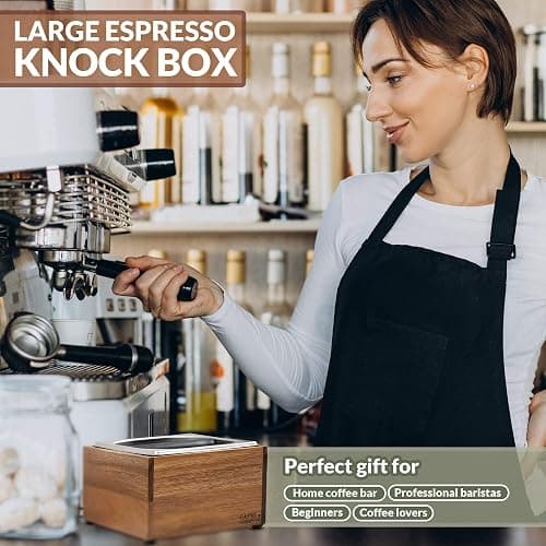 Knock Box | Large Capacity Espresso Knock Box | Non-Slip Base Knock Box Espresso | Coffee Knock Box | Shock Absorbant Espresso Knock Box and tamp station | Knock box for espresso coffee grounds thumbnail 5