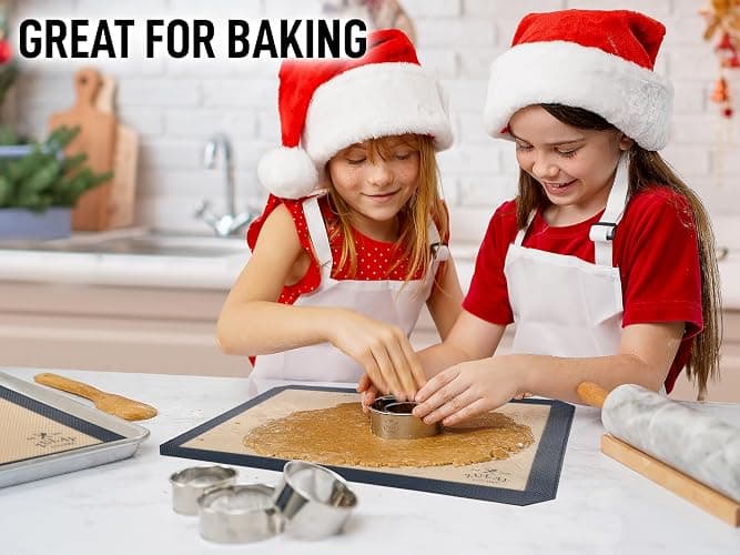 Zulay Kitchen Silicone Baking Mat Set – 2-Pack 16.5″ × 11.6″ Reusable Non-Stick Silicone Baking Sheets, Food-Safe, Heat-Resistant up to 250°F – Perfect for Cookies, Pastries & Oven Use (Dark Gray) thumbnail 2