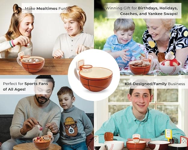 MAX'IS Creations The Mug with a Hoop Basketball Mug Funny Ceramic Coffee Mugs Cereal Bowl Sports Coach Kids Basketball Gifts for Boys 8-12 12-14 Girls Stuff Accessories Mini-Hoop for Kids, 16oz thumbnail 5