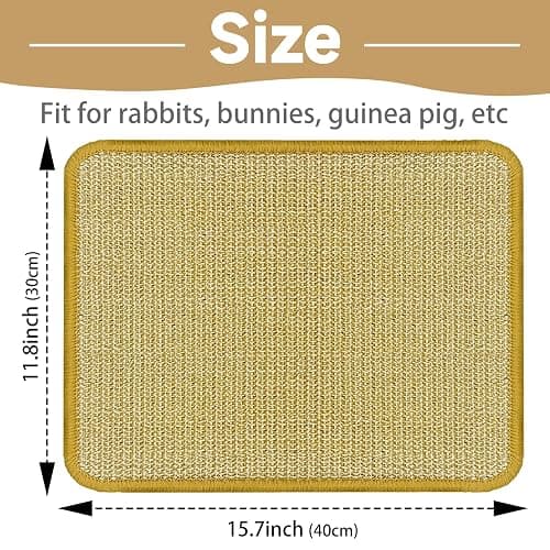 DYAUS Bunny Scratch Pads, Natural Sisal Rabbit Scratching Mats for Claws and Teeth Care, Indoor Bunny Chew Toys Bunny Bed for Biting Sleeping Nesting (3PCS, 16x12in) thumbnail 2