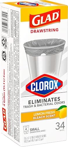 Glad Odorshield Small Drawstring Trash Bags, 4 Gal, Pink, Cherry Blossom, 34 Ct, Pack May Vary - Cherry Blossom - 34 Count (Pack of 1) thumbnail 17