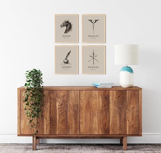 TwoDays 4th Wing Bookish Merch Room Decor, War College Four Quadrants Inspired Wall Art Prints for Fans Gifts, Fantasy Book Merchandise Posters. (8" X 10", Set of 4, UNFRAMED) - Fantasy - Unframed - 8x10 thumbnail 7