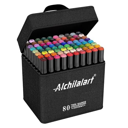 alchilalart 80-Colors Alcohol Based markers, Alcohol Markers Set, Dual Tip Alcohol Sketching Drawing Markers Animation for Adults - Image 1