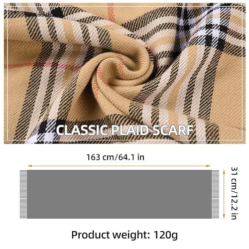 UMIPUBO Men's Scarves Classic Cashmere Wool Touch like Scarf Plaid Tartan Reversible Check Tassel Ends Solid Long Winter Scarf thumbnail 6