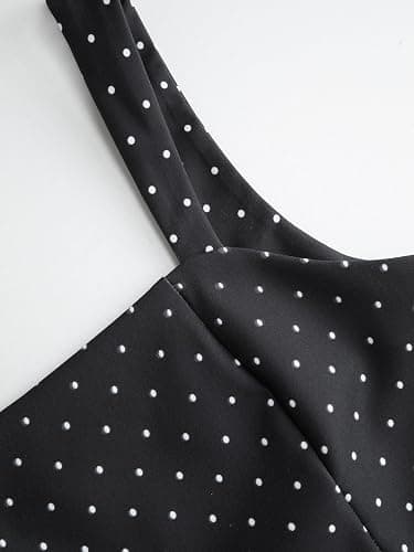 CIDER Womens Polka Dot Going Out Dress Cute Summer Date Night Square Neck Sleeveless Mini Dress thumbnail 2