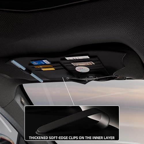 AWinjoy Car Visor Organizer, Multifunctional Auto Interior Accessories Storage Pocket Sun Visor Pouch for Card License Registration Document Pen Key Interior Accessories Pocket Organizer thumbnail 4