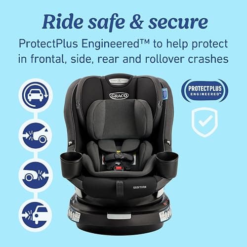 Graco EasyTurn 360 2-in-1 Convertible Car Seat, 360 Degree Rotating Infant to Toddler Rotating Car Seat, 2 Modes Forward and Rear Facing, Slim Design, Cyran thumbnail 4