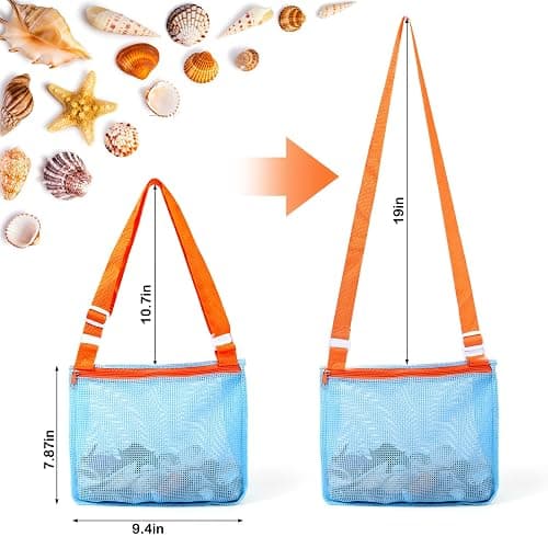 Vodolo Beach Mesh Shovel with Mesh Beach Bag for Shell Collecting, Kids Filter Sand Scooper for Picking Up Shells, Shark Tooth Sifter Dipper for Boys and Girls, Toy thumbnail 5
