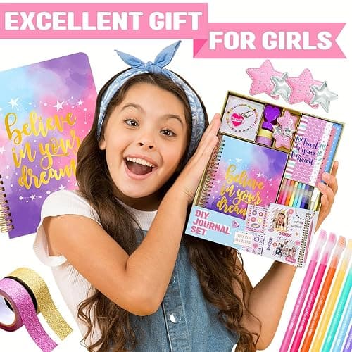 Nollh DIY Journal Kit for Girls - 26PCS Teen Tween Girl Gifts Trendy Stuff, Stocking Stuffers, Scrapbook Supplies Stationery Set, Art Crafts Kit - Ideal Gifts for 8 9 10 11 12 13 14 Year Old Girl thumbnail 4