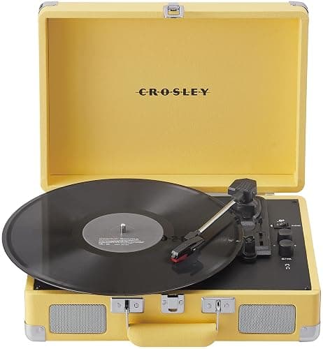 Crosley CR8005F-LY Cruiser Plus Vintage 3-Speed Bluetooth in/Out Suitcase Vinyl Record Player Turntable with Built-in Speakers, Lemon Yellow thumbnail 17
