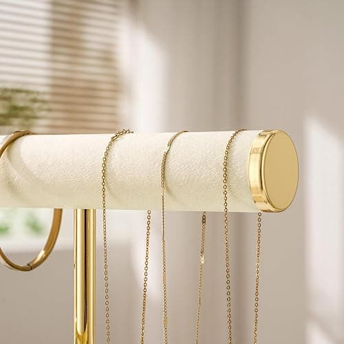 Josmimic 2 Tier Bracelet Holder Display - Detachable T Bar Beige Velvet Bracelet Holder, Jewelry Holder Organizer for Bracelet, Necklace, Watches, Rings thumbnail 6