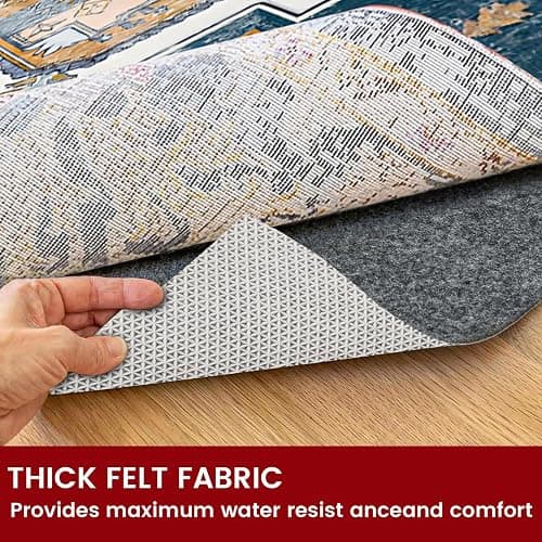 Waterproof Rug Pad, 5x7 ft Area Rug Non-Slip Carpet Pad, Non-Slip Rug Pads for All Floors and Finishes, Felt Pad for Hardwood Floors, Keeps Carpets in Place Soft and Safe thumbnail 5