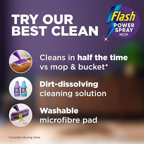 Flash Power Spray Mop Floor Cleaner Starter Kit (1 Washable + 2 Disposable Pads), All-In-One System For Your Floors thumbnail 4