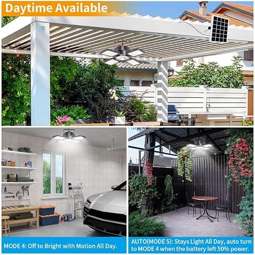 Aqonsie Solar Shed Light Outdoor Indoor, 176LED Solar Powered Motion Sensor Pendant Light Daytime Available, Solar Indoor Lights with 5 Lighting Modes & Remote for Shed Gazebo Barn Garage Home thumbnail 2