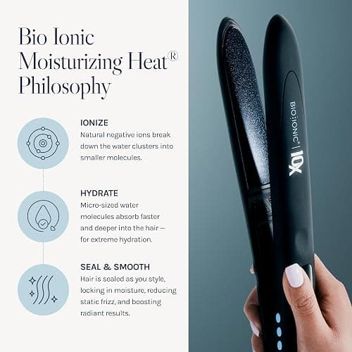 Bio Ionic 10X Styling Iron, Hair Straightener with 1" Sonic Vibrating Plates, Flat Iron with Ion Generating Mineral Complex, Versatile Syler for Wavy & Straight Hairstyles, 2025 Newer Version thumbnail 2