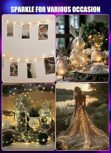 Minetom Upgraded Color Changing Fairy String Lights - 33 ft 100 LED 24 Colors USB Silver Wire Lights with Remote and Timer for DIY Bedroom Party Indoor Christmas Decoration, Adapter Included thumbnail 8