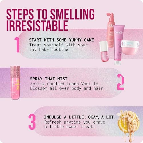 Cake Beauty The Finishing Touch Mist - Lemon & Vanilla Blossom - 200 mL | Hair & Body Spray - Gourmand Candied Lemon & Vanilla Blossom, Vitamin E & Argan Oil - 6.8 Fl Oz - Limited Edition thumbnail 6