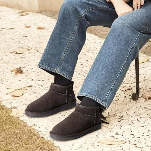 DREAM PAIRS Ankle Winter Mini Boots for Women | Genuine Suede Faux Fur Lining Water Resistant Warm Snow Boots Slip On Memory Foam Comfort Booties FuzzyClassic thumbnail 2