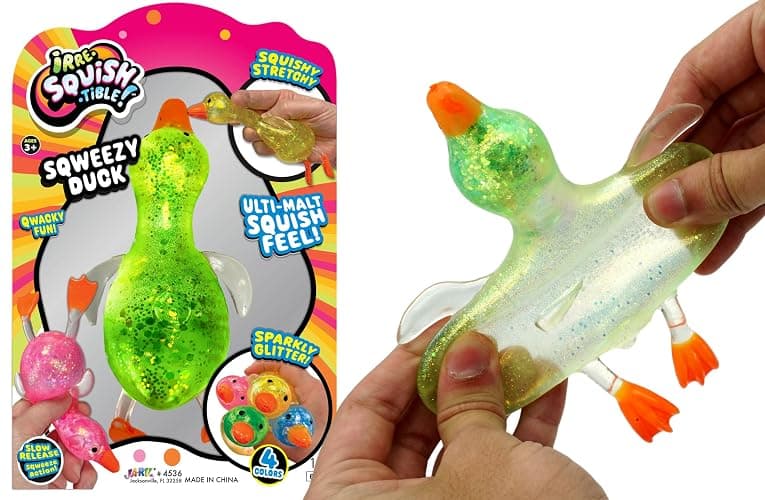 JA-RU Squishy Glitter Ducks (1 Stretchy Duck Toy Assorted) Kids Squishy Fidget Toys. Animal Stress Balls. Stress Relief Sensory Toys. Bulk Party Favors Easter Basket Stuffers. 4536-1s - Image 1