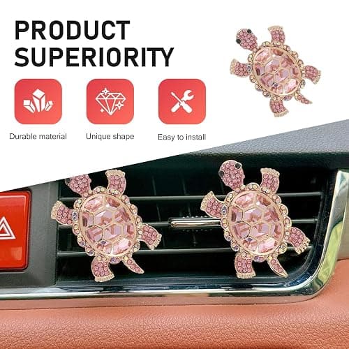 Titgoes 2 PCS Car Air Vent Clips, Shiny Cute Sea Turtle Shaped Air Conditioning Vent Clips, Stylish Vehicle Flavor Diffuser Decorations Fit Women Girl, Universal for Most Cars, Trucks, SUVs (Pink) thumbnail 3