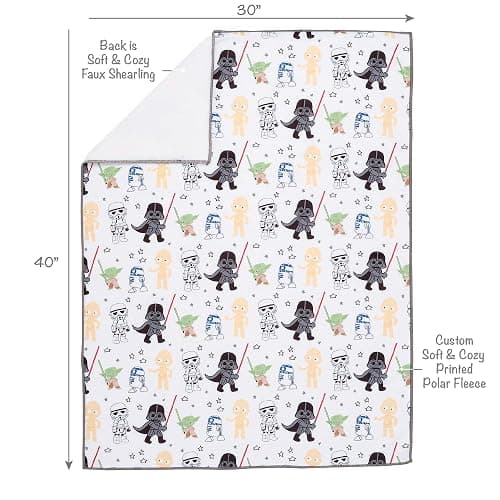 Lambs & Ivy Star Wars Classic Fleece Baby Blanket - Yoda/Darth Vader/R2-D2/C-3PO thumbnail 3