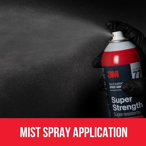 3M Super 77 Multi-Surface Spray Adhesive | Provides Secure Bond In 15 Seconds, Dries Clear, Ideal For Plastic, Glass, Paper, Fabric, Wood, Foam, Cardboard, Fiberglass thumbnail 3