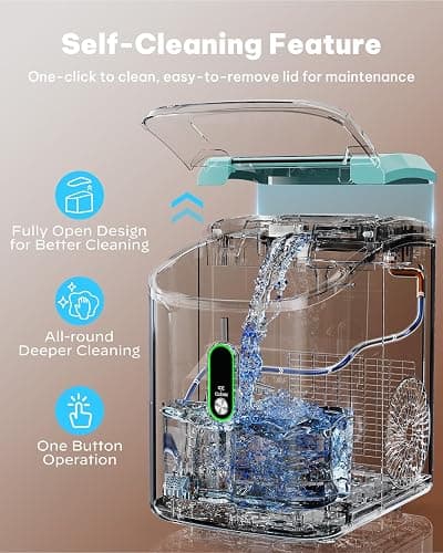Silonn Nugget Ice Maker Countertop, Pellet Ice Machine with Self-Cleaning Function, Sonic Ice Maker Produces 33lbs of Chewable Ice in 24 Hours, Ideal for Home Kitchen and Office (Green) thumbnail 5