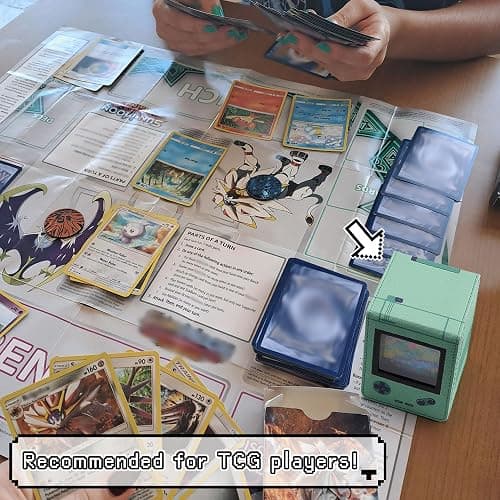 Retro Gaming Console Appearance MTG Deck Box with Commander Display, Card Deck Case Fit 120 Single Sleeved Cards, PU Leather Magnetic Card Storage Box with 2 Dividers, Compatible with TCG/PTCG (Pink) thumbnail 2